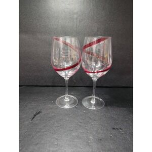 Pier 1 Swirline Red Wine Glass Pair, Set Of 2, Vintage‎ Stemware, Wine Glass Set